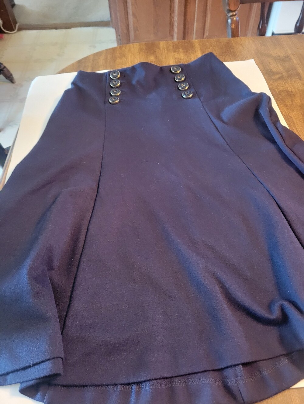 NY&CO Classic Navy Button-Front A-Line Skirt